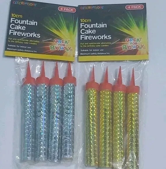 ANNIVERSARY HOUSE 4 x Ice Fountain Candle Cake Topper 4 Silver OR 4 Gold Topper Decoration -