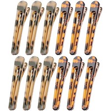 12 Pack 3.26 Inch Chic Tortoise Shell Barrettes Alligator Hair Clips with Leo...