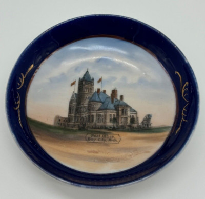 Antique Bay City MI Michigan Post Office Trinket Dish Made in Germany