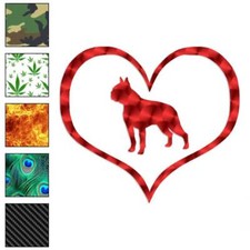 Love Boston Terrier Dog , Vinyl Decal Sticker, 40 Patterns  3 Sizes, 1431
