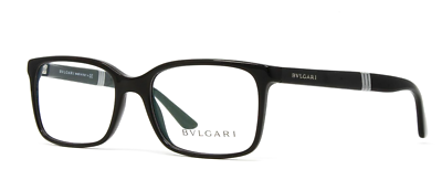 Bvlgari Men's Eyeglasses Square Black Plastic Frame 54mm BV3018