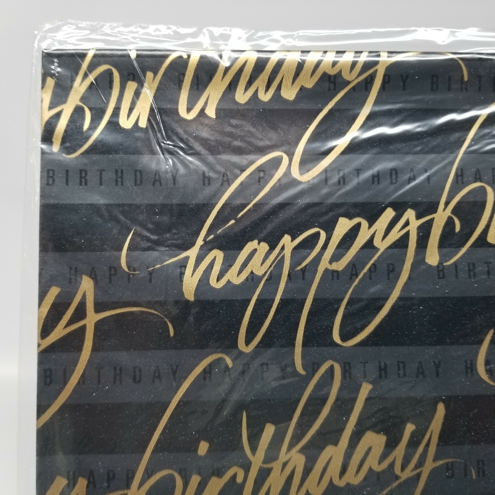 VTG Hallmark Happy Birthday Art Deco Gold Black Gift Wrap Folded Paper 2 sheets