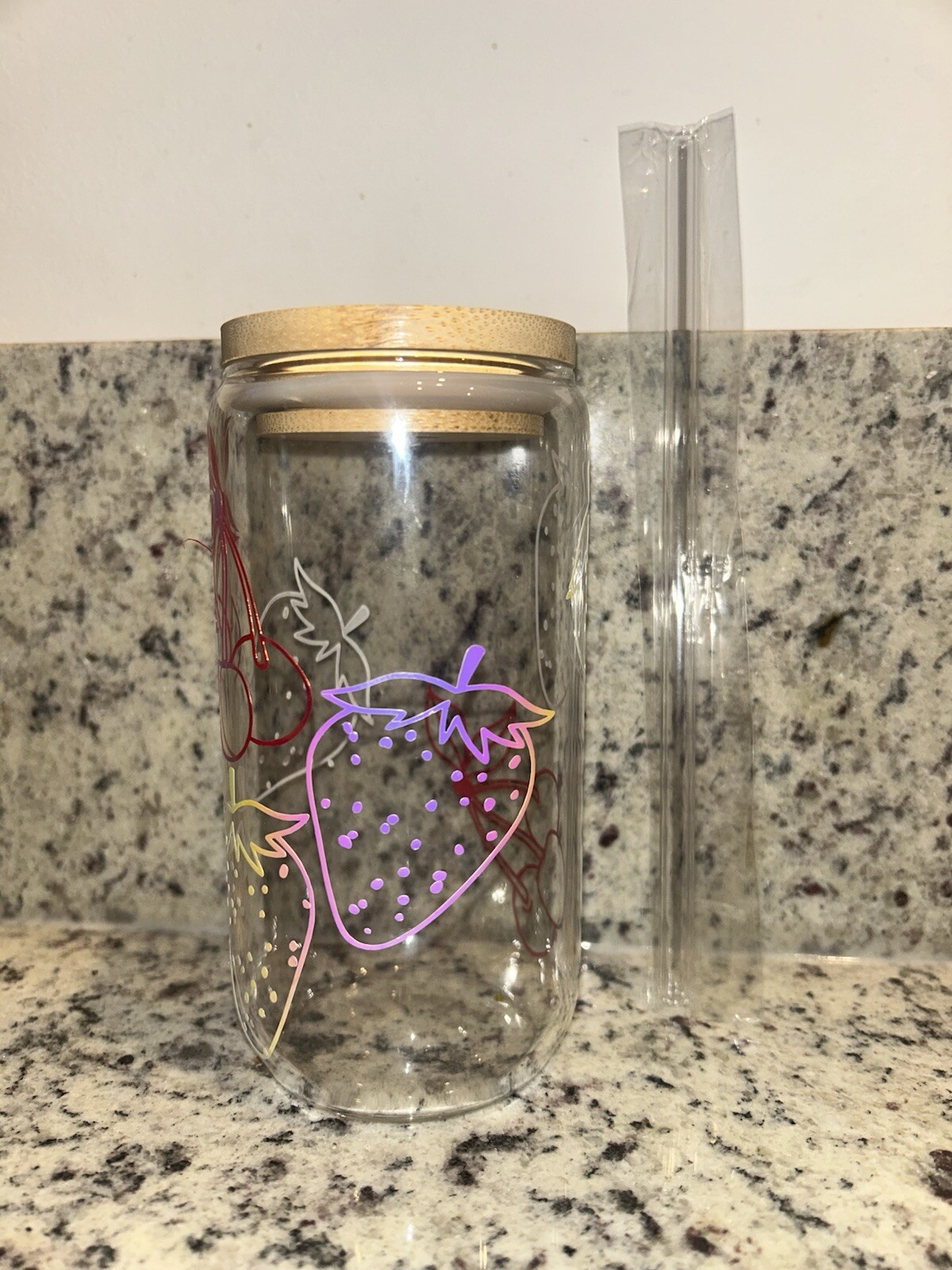 Personalized Glass Tumbler with Reusable Straw - Custom Design