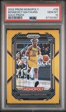 2022 Prizm Monopoly Bennedict Mathurin Gold Prizm RC /49 PSA 10 💎