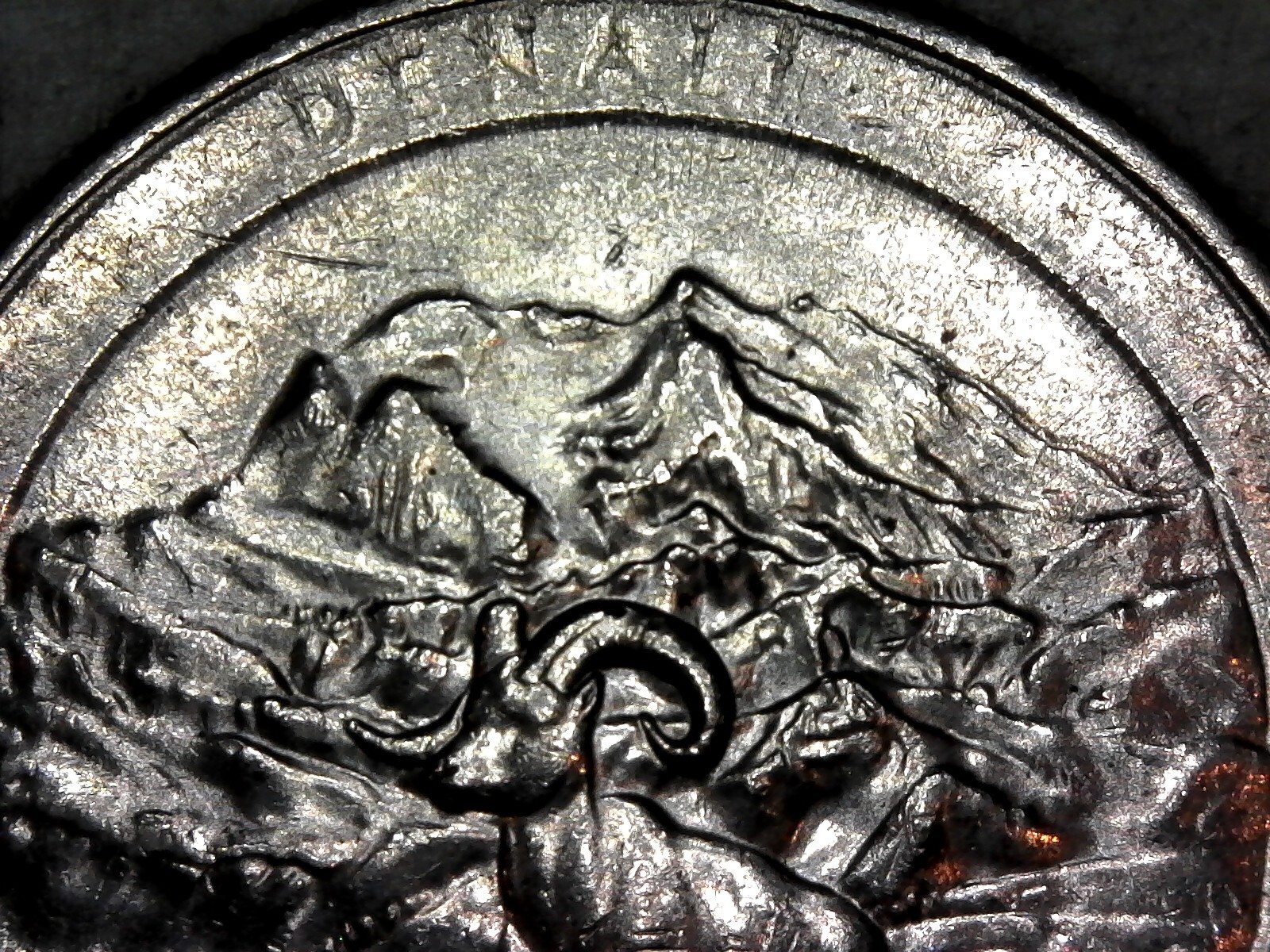 2012 P Strike Through Grease ErrorDenali AlaskaQuarter mint mark and