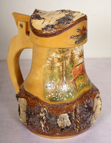 Jagdlicher Bierkrug aus Holz - Picture 3 of 4