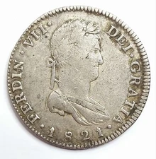 Guadalajara Mexico Ferdinand VII of Bourbon Rare 8 reales 1821