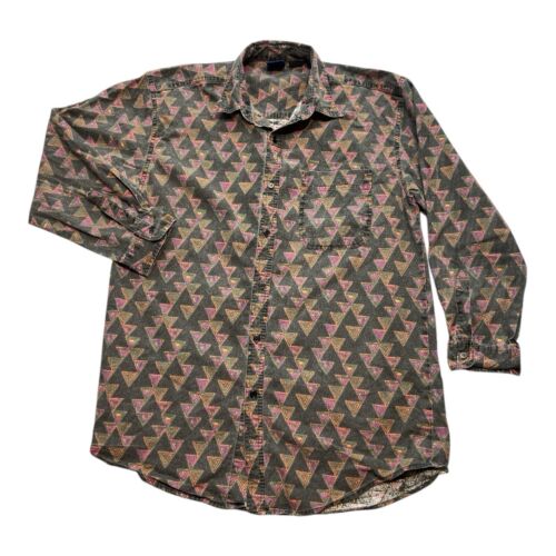 VINTAGE 90’s Abstract Button Up Shirt Mens Size XL Purple Black