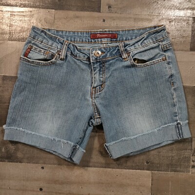 Forever 21 Shorts Womens Blue Boyfriend Low Rise Zip Cuffed Rinse Wash  Denim