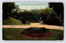 Postcard Iowa Cedar Rapids IA Bever Park Driveway Road 1914 Posted Divided Back