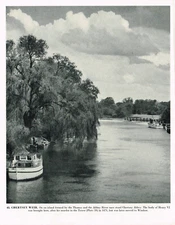 Chertsey Weir River Thames Vintage Picture Old Print 1963 CLPBOTRT#43