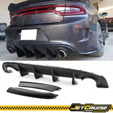 Fits 15-23 Dodge Charger SRT Rear Bumper Lip Diffuser & Side Apron Spat PP