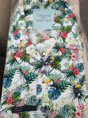 CASA MODA TOUCAN PRINT HAWAIIAN SHORT SLEEVE COTTON SHIRT 2XL3XL4XL5XL