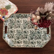 LARGE VINTAGE TRAY W/HANDLES BIRD MOTIF 16” x 11 1/2” LOBECO JAPAN