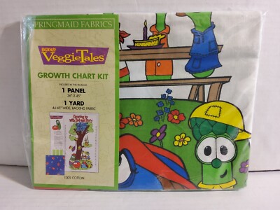 Veggie Tales Growing Up Bob Larry Growth Chart Sewing Kit Backing Quilting Vtg