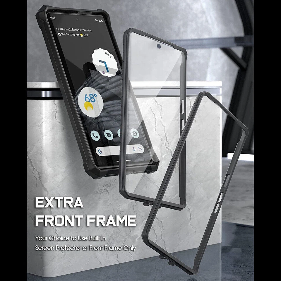 For Google Pixel 7 Pro Case Clear Back Shockproof Cover 360 Full Coverage Black - Image 4 of 4