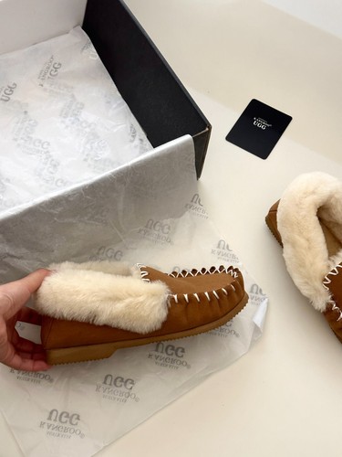 Unisex Australian Merino Sheepskin Wool Moccasins Slippers Kangroo UGG Chestnut - Picture 8 of 11