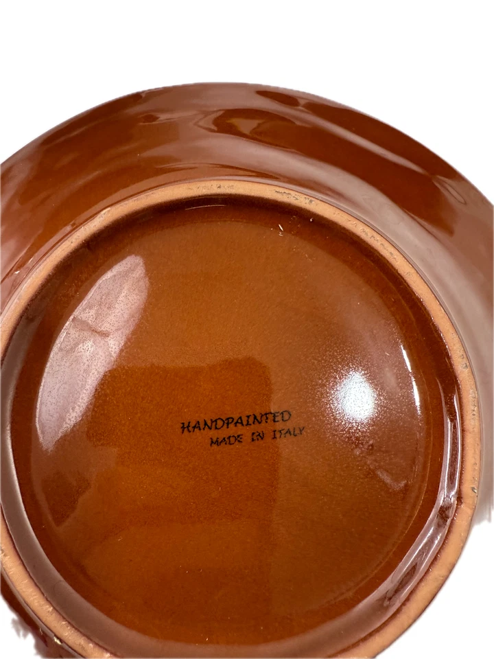 Juego de 5 Platos de Cena Italianos Pintados a Mano - Diseño Hoja de Olivo Amarillo y Marrón 9" Foto 3 de 4