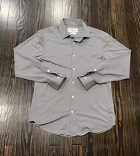 Mizzen Main Spinnaker Collection Shirt Men’s Large Trim Fit Plaid White Gray