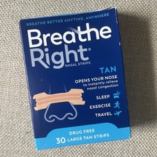 NEW Breathe Right Nasal Strips, Large, Tan, 30 Count EXP 07/31/29