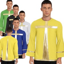 Mens Tank Top Dance Shirt Show Dancewear Round Neck Pullover Loose Metallic