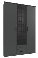 Kleiderschrank Soest Drehtürenschrank graphit schwarzglas Größe wählbar