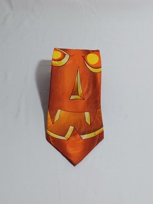 Addiction Men's Jack-O-Lantern Pumpkin Face Neck Tie Halloween