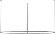 Stainless Steel Oval Shower Curtain Rod with Ceiling Support for Clawfoot Tub, 6