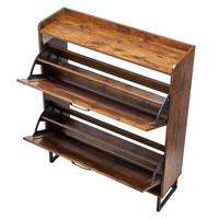 Uimoso Schuhschrank Mit 2 Klappen,Schuhkipper, Schuhregal Im Vintage-Stil, Braun