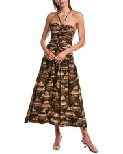 Farm Rio Ruched Maxi Dress Women's Brown M