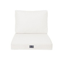 Coussins pour fauteuil effet lin déhoussable 50x50cm blanc cassé