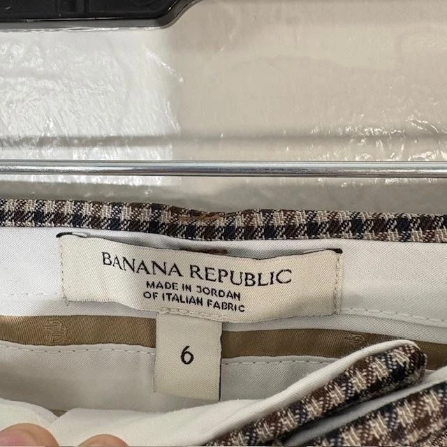 Banana Republic Pants Womens 6 Plaid High Rise Straight Wool Italian Fabric - Image 3 of 4
