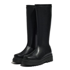 Women's Round Toe Platform Knee High Riding Boots Pull On Versatile Winter Shoes