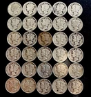 Mercury Dime Lot Of (30) 1917-1945 Circulated 90% Silver US Coins