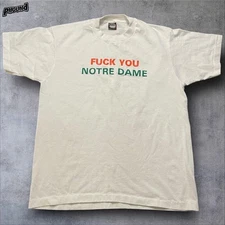 Vtg F You Notre Dame Shirt Mens XL Miami Catholics Convicts Football Rivalry 90s