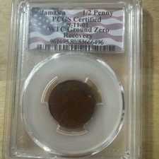 1 WTC Ground Zero Recovery Jamaica 1/2 Penny 9-11 PCGS Certified Site Found Coin