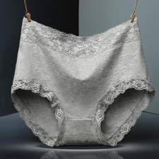 3PCS Women Lace Cotton High Waist Panties Plus Size Breathable Underwear Briefs