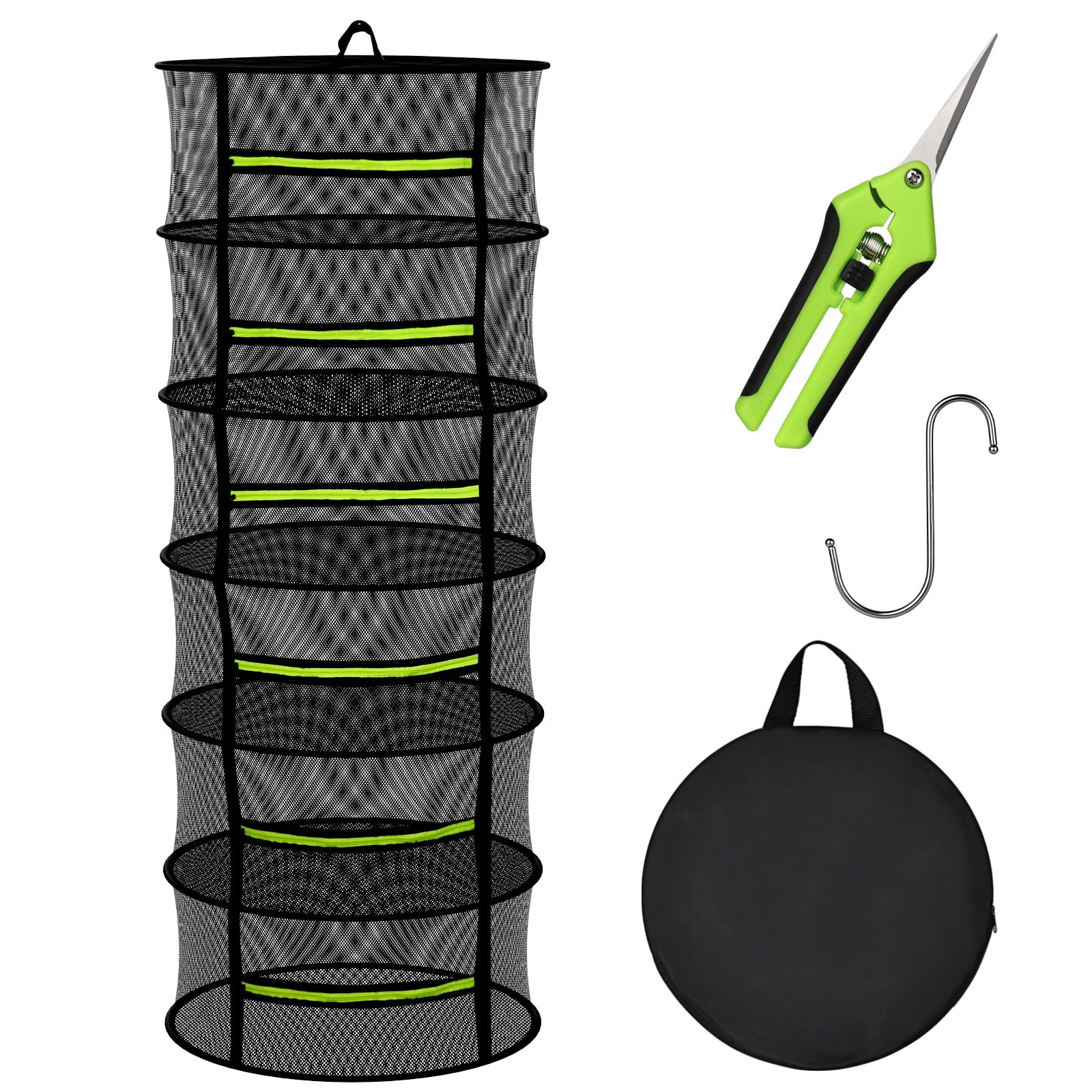 Herb Drying Rack Mesh with Zipper Pruning Shears