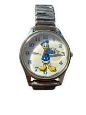 Orologio Vintage Disney Paperino Quarzo Tono Argento Cinturino Espansione Giappone Movt
