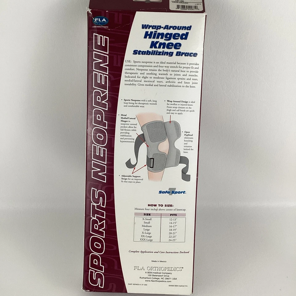 Soporte estabilizador de rodilla con bisagras envoltura de neopreno deportivo talla XL negro Foto 4 de 4