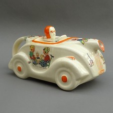 Art Deco Racing Car Teapot ~ OKT42 ~ Mabel Lucie Attwell Nursery Ware ~ SADLER