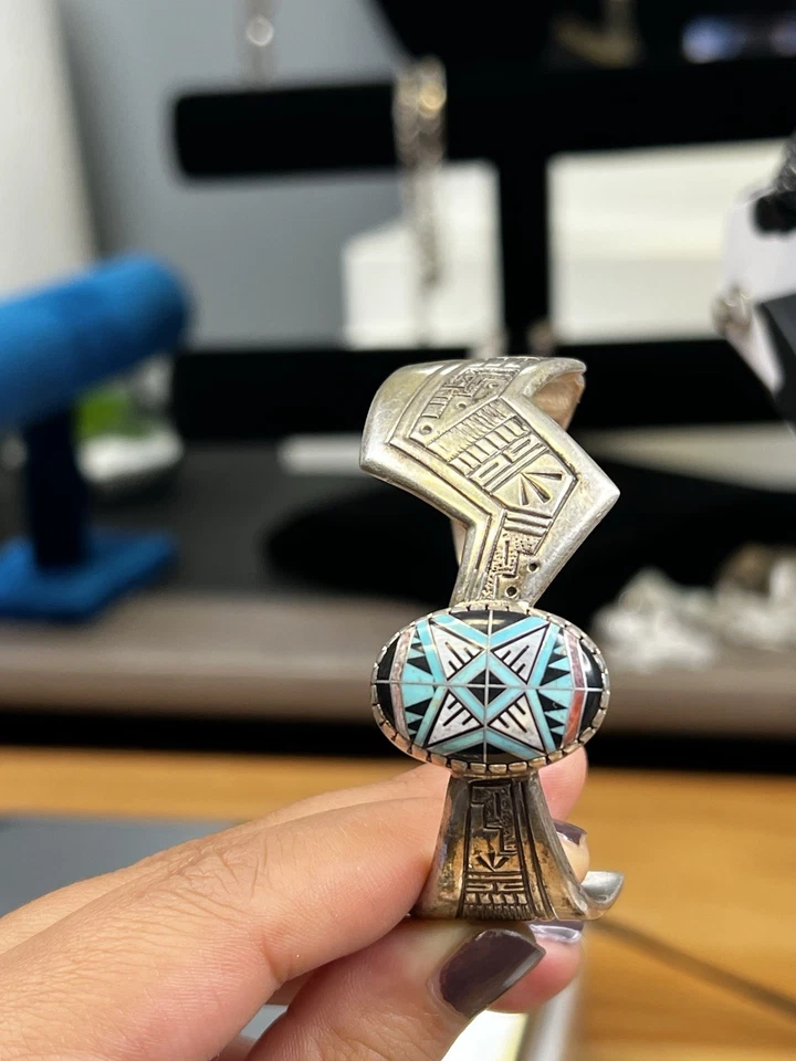 RMT Roderick Tenorio Sterling Silver Morning Star Cuff Bracelet Asymmetrical - Image 4 of 4