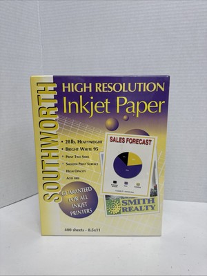 Southworth high resolution inkjet paper 28lb.  bright white 95 400 Sheets Sealed