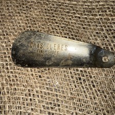Vintage Metal Advertising Shoe Horn Chas Cleres Fine Shoes Phila. PA MC1