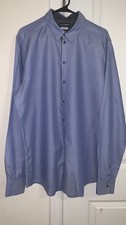 DOLCE & GABBANA GOLD SHIRT sz 17.5 44 MADE IN ITALY GG BLUE MICRO CHECK