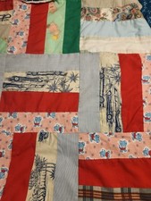 Vintage UNIQUE PATCHWORK Multi colored TWIN / DOUBLE 42" X 42" QUILT VGC