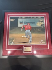Mike Trout Framed Los Angeles Angels Autographed 16x20 Running Bases STEINER COA