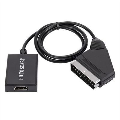 1Pcs HDMI To SCART Converter W/ Charge Cable 1080P Input HD Output Scart Adapter