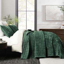 Velvet Quilt Set King Size 3Pieces Lightweight Velvet Comforter W/ Pillow Shams