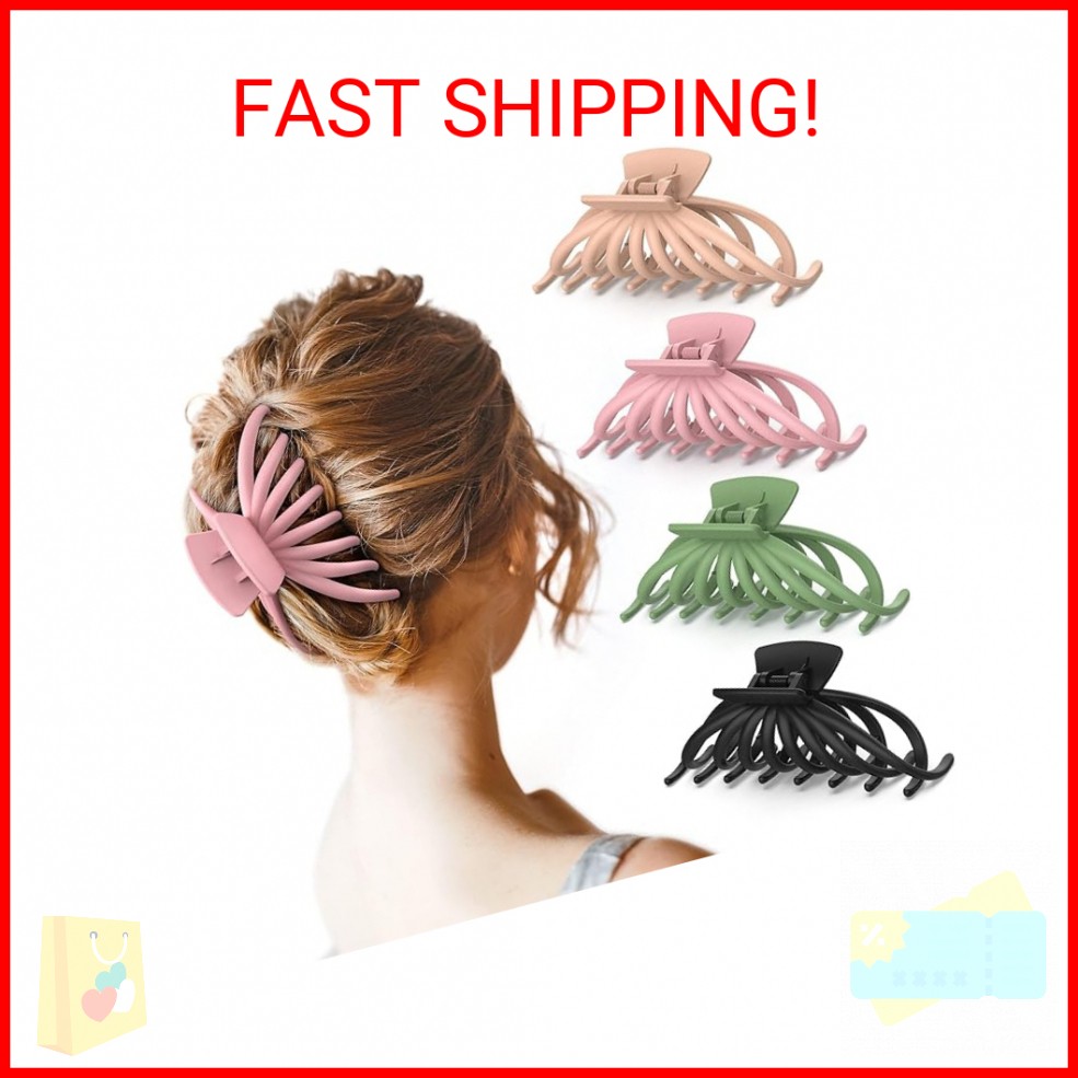 Hair Clips for Women - OPAUL Matte Nonslip Large Hair Claw Clips for Thick and T